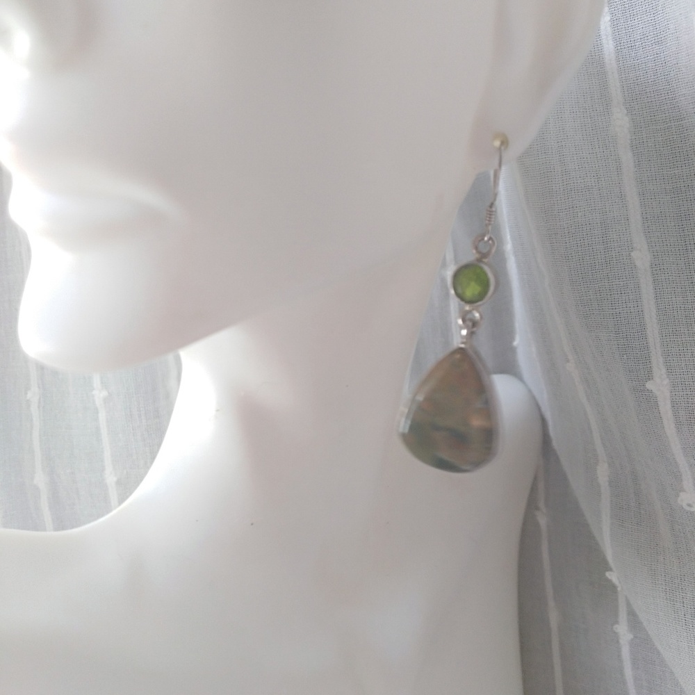 Unakite Peridot Sterling Silver earrings